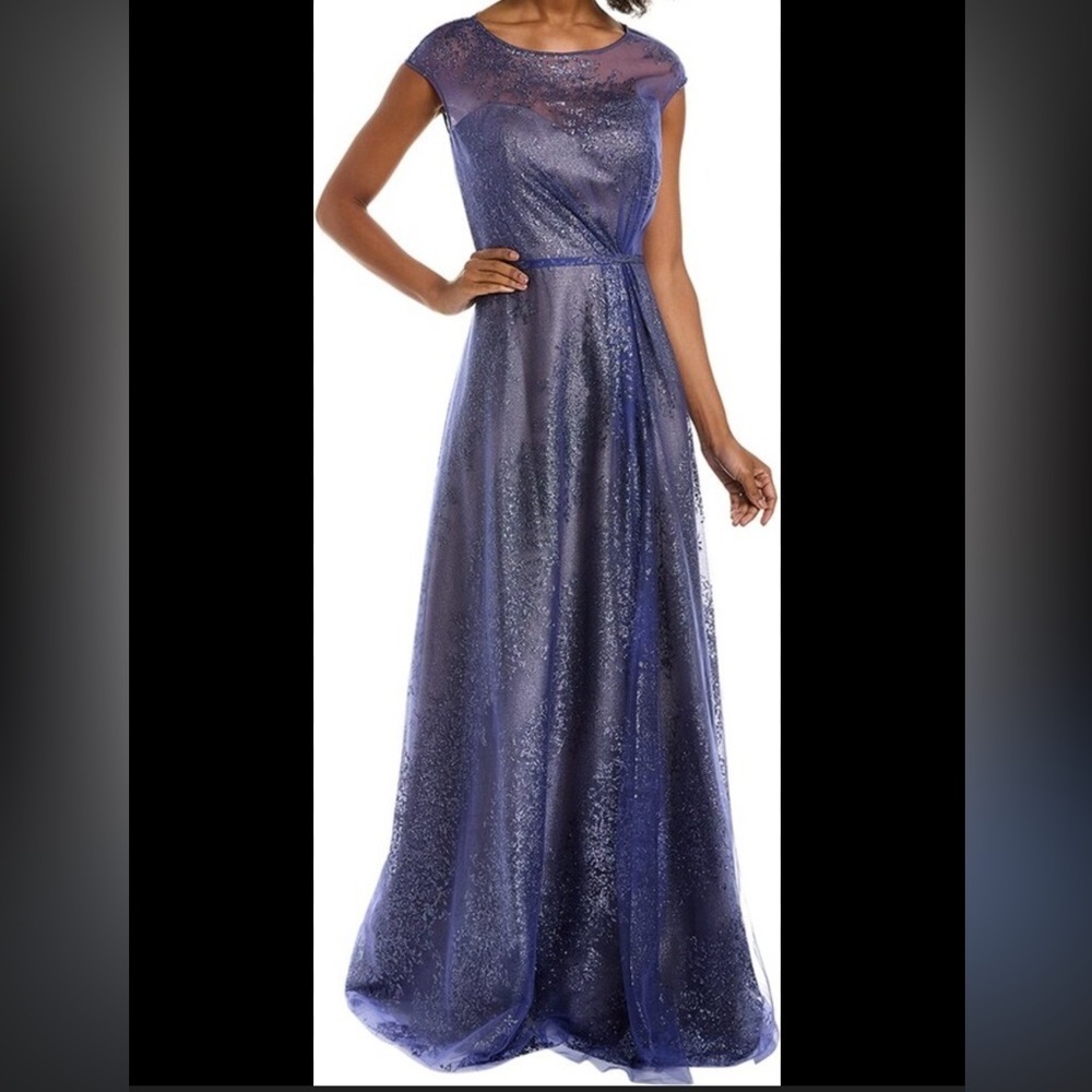 Rene Ruiz Collection Silk Glitter ALine Gown NWT Neiman Marcus Sz 4 $1595 Retail